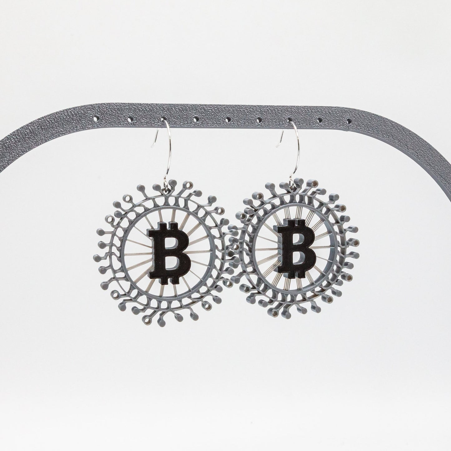 Blockchain BTC Circuit Earrings | Sterling Silver 925