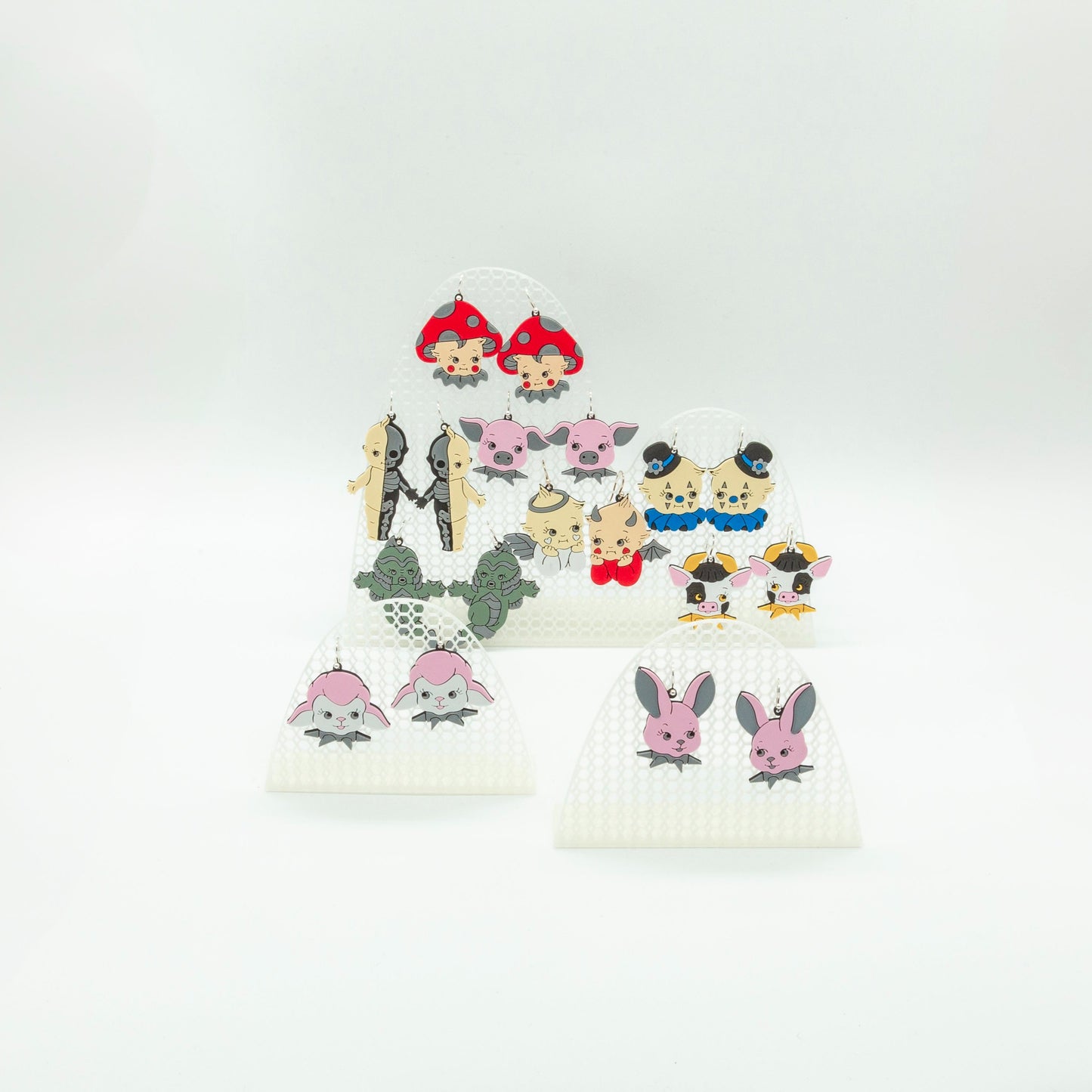 Mushroom Kewpie Doll Earrings-2 | Sterling Silver 925