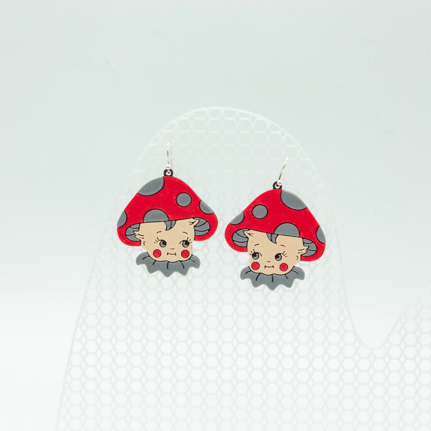 Mushroom Kewpie Doll Earrings-1 | Sterling Silver 925