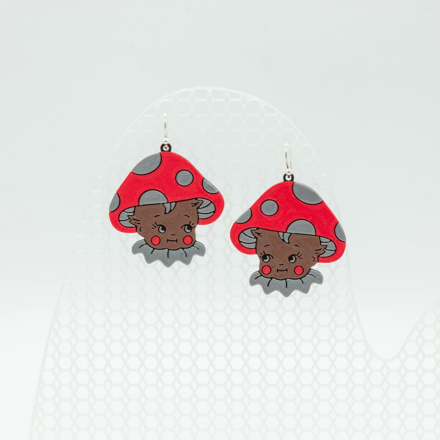 Mushroom Kewpie Doll Earrings-2 | Sterling Silver 925