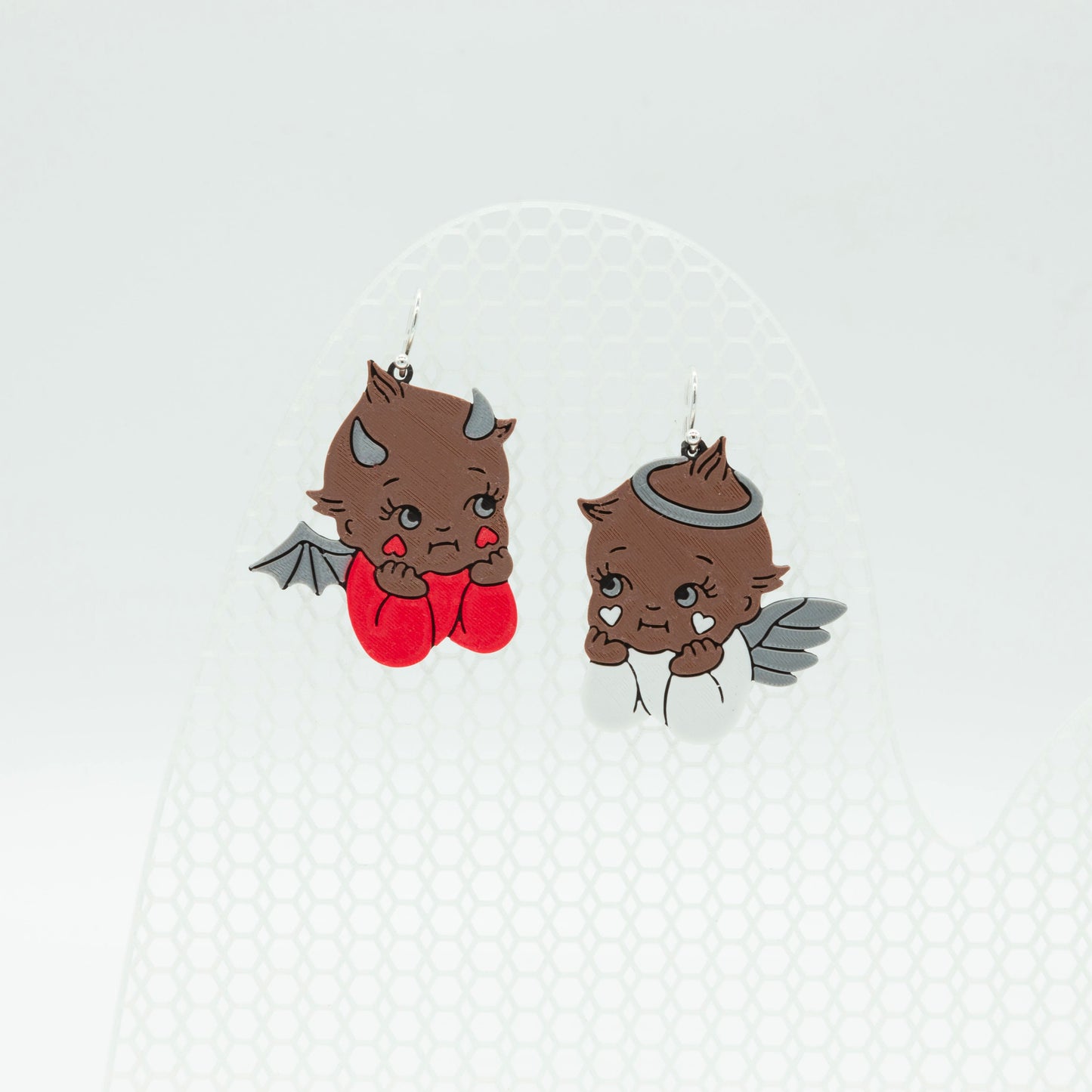 Angel & Devil Kewpie Doll Earrings-2 | Sterling Silver 925