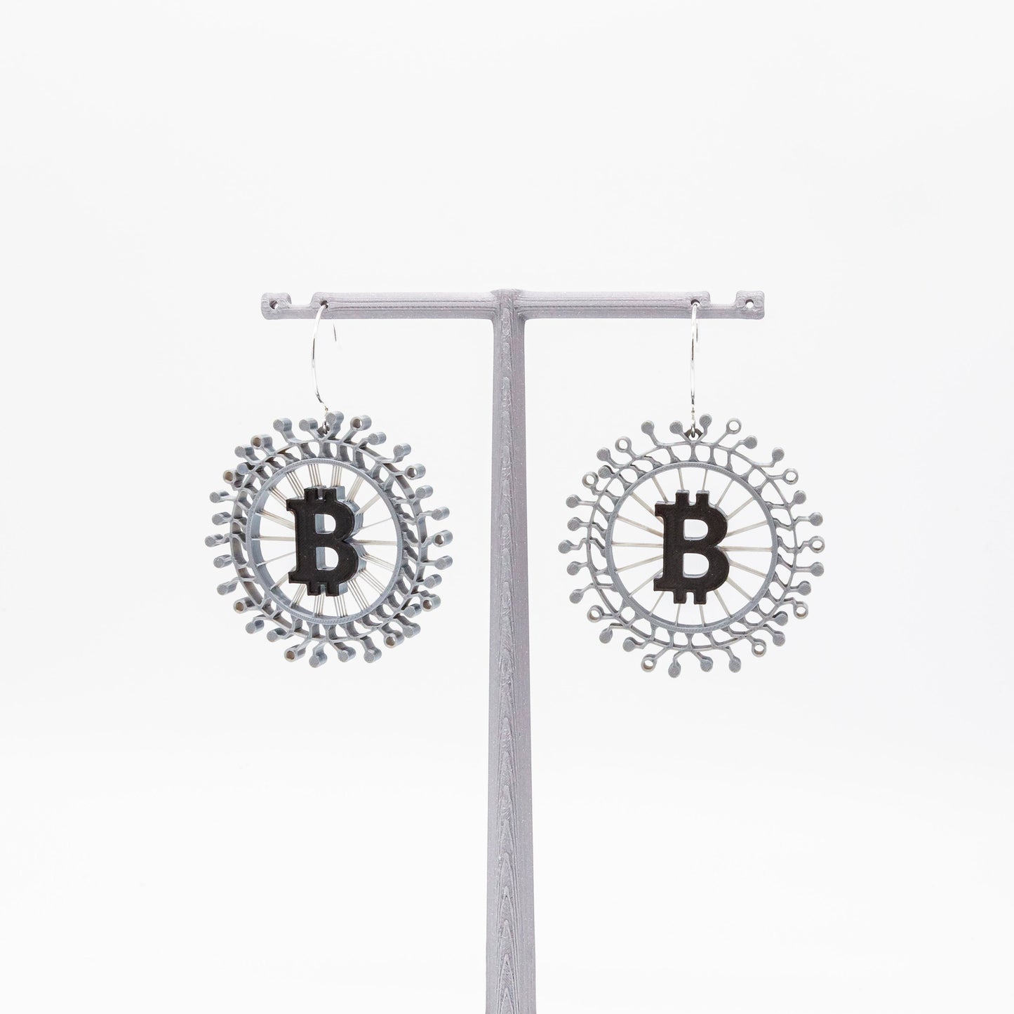 Blockchain BTC Circuit Earrings | Sterling Silver 925