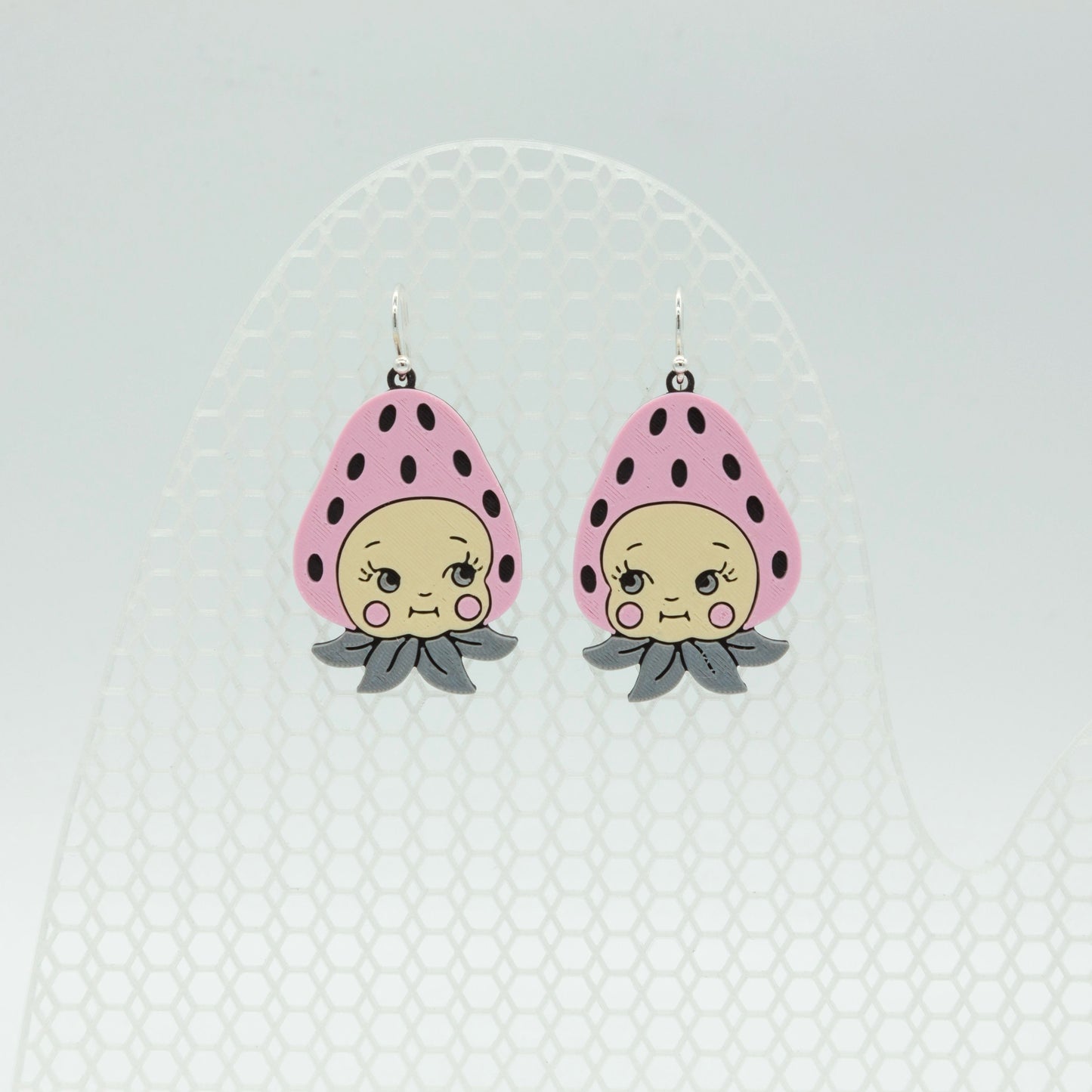 Strawberry Kewpie Doll Earrings-1 | Sterling Silver 925