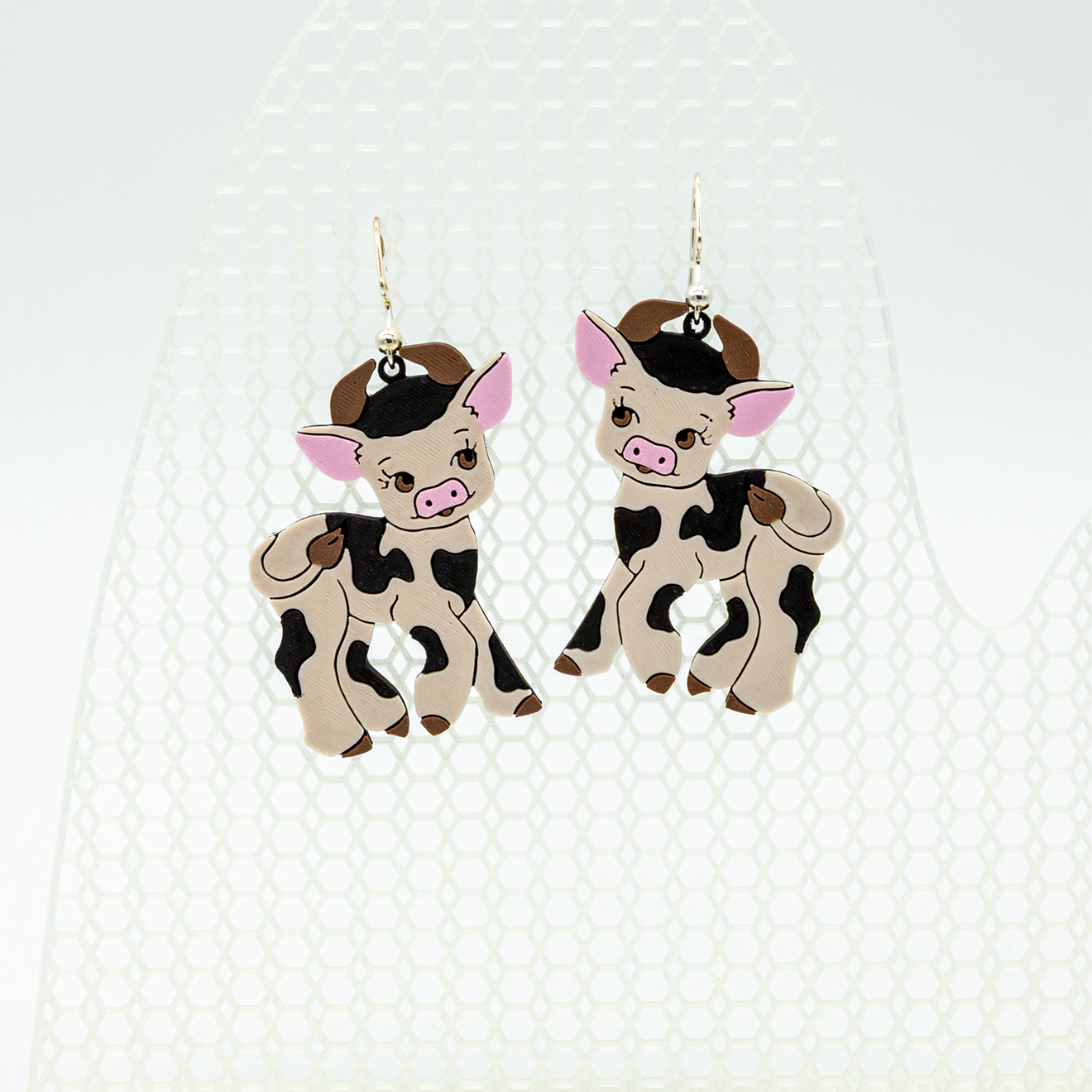 Vintage Kitsch Cute Cow Earring | Sterling Silver 925